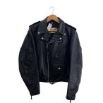 Schott◆ダブルライダースジャケット/40/レザー/BLK//