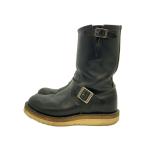 ショッピングWING RED WING◆エンジニアブーツ/ミドルブーツ/ヌバックレザー/US9/ブラック/2974/ラウンドトゥ//
