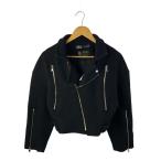 ショッピングzara ZARA◆MANTECO/ウールライダースジャケット/M/ウール/BLK/無地
