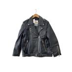 ZARA◆ダブルライダースジャケット/L/羊革/BLK/無地