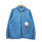60s〜70s/ロケットTALON/カウチンセーター/ジップアップ/ゴルフ柄/ウール/BLU