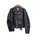 Schott◆ダブルライダースジャケット/36/牛革/BLK/618
