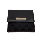 ショッピングＧＧキャンバス GUCCI◆GGキャンバスレザー2つ折り財布/キャンバス/BLK/メンズ/035 4463