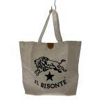 IL BISONTE◆マンスリートートバッグ/ロゴプリント/キャンバス/WHT