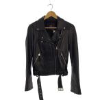 ZARA◆ラムレザーダブルライダースジャケット/S/羊革/BLK