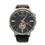 BULOVA◆自動巻腕時計/アナログ/レザー/BLK/BLK/SS/96A201