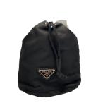 ショッピングPRADA PRADA◆巾着ポーチ/ナイロン/BLK/無地//
