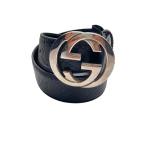 GUCCI◆ベルト/レザー/BLK/総柄/メンズ