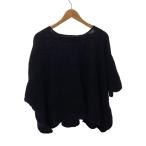 Y’s◆23SS/クロップドワイドニット切替カットソー/2/コットン/BLK/ボーダー/YZ-K91-089