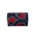 COACH◆ミニトライフォールドウォレットストロベリープリント/ 3つ折り財布/--/NVY/総柄/レディース