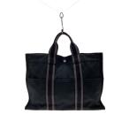 ショッピングトートバッグ キャンバス HERMES◆トートバッグ/キャンバス/BLK/無地