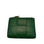 BOTTEGA VENETA◆2つ折り財布/レザー/GRN/742698VCQC43049/スモール カセット 二つ折りファスナー