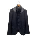 COMME des GARCONS HOMME PLUS◆テーラードジャケット/M/ウール/BLK/チェック/pc-j058/首元劣化有//