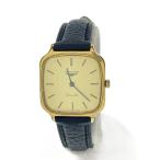 LONGINES◆クォーツ腕時計/アナログ/レザー/GLD/BLK/社外ベルト//