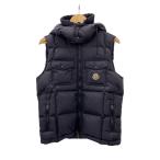 ショッピングmoncler MONCLER◆ダウンベスト/1/ナイロン/NVY/無地/320914336605/内側破れ有//