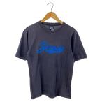 STUSSY◆90`S/紺タグ/Tシャツ/S/コットン/NVY/ワッペンロゴ/色褪せ有/アメリカ製