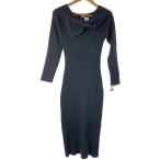 ショッピングニットワンピ Sov.◆タグ付/長袖ワンピース/38/レーヨン/BLK/0301-202-234/リボンモチーフニットワンピ