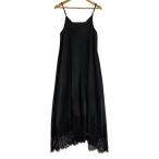 GRACE CONTINENTAL◆レースコンビ2WAYキャミキャミワンピース/36/ポリエステル/BLK/無地/01243 31020-00//