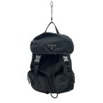 ショッピングPRADA PRADA◆ナイロンフラップ式リュック/--/BLK/黒/三角ロゴ/