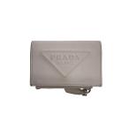 PRADA◆財布/レザー/WHT/無地/レディース