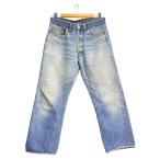 Levi’s◆501/66前期/ストレートデニム/コットン/BLU/リペア有