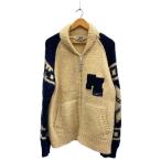 PIKO◆ニット・セーター(厚手)/L/ウール/CRM/カウチンニット/フルジップ