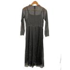 kaene◆ラメチュールメロウワンピース/38/ナイロン/BLK/100535