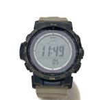 CASIO◆ソーラー腕時計_PRO TREK/デジタル/ラバー/BLK/KHK/SS