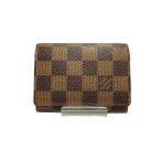 ショッピングダミエ LOUIS VUITTON◆アンヴェロップ・カルト・ドゥ・ヴィジット_ダミエ・エベヌ/PVC/BRW/チェック/レディース