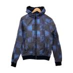 LOUIS VUITTON◆ダミエナイロンジップアップブルゾン/XS/ナイロン/ネイビー/総柄