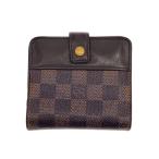 LOUIS VUITTON◆コンパクト・ジップ_ダミエ・エベヌ/PVC/BRW/レディース