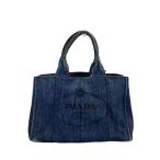 ショッピングPRADA PRADA◆カナパM/トートバッグ/デニム/IDG/プリント