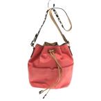 SAZABY◆巾着/ハラコ/ダルメシアン柄ストラップ/ショルダーバッグ/レザー/PNK