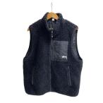STUSSY◆Sherpa Reversible Vest/フリースベスト/M/ポリエステル/BLK