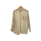 ショッピングINDIVIDUALIZED individualized shirts◆長袖シャツ/L/リネン/ホワイト/チェック