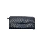 BOTTEGA VENETA◆長財布/イントレチャート/レザー/BLK/メンズ