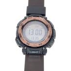 CASIO◆ソーラー腕時計_PRO TREK/デジタル/ラバー/BRW/SS