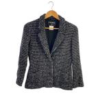 ショッピングCHANEL CHANEL◆2003/ツイード/ロゴ釦/テーラードジャケット/38/ウール/GRY/M1688/袖先汚れ//