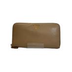 PRADA◆長サイフ/牛革/BEG/レディース