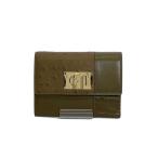 FURLA◆3つ折り財布/レザー/KHK/レディ