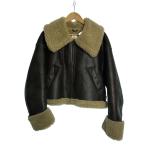 ショッピングzara ZARA◆フェイクムートン/ジャケット/L/ポリエステル/BRW