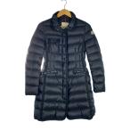 ショッピングmoncler MONCLER◆HERMINE/ロングダウンジャケット/--/ナイロン/ブラック/無地