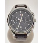 ショッピングTOMMY TOMMY HILFIGER◆クォーツ腕時計/アナログ/レザー/BLK/BLK