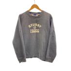 STUSSY◆OLD/スウェット/紺タグ/90-00s/L/コットン/GRY/プリント