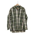 STUSSY◆90s/クラウンタグ/ネルシャツ/M/コットン/GRN/チェック