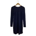 CHANEL◆長袖ワンピース/34/カシミア/NVY/無地/P58213K07614