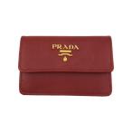 PRADA◆カードケース/レザー/RED/無地/レディース