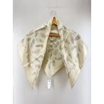 HERMES◆スカーフ/シルク/IVO/総柄/カレ90/plumes/フェザー/羽根/レディース