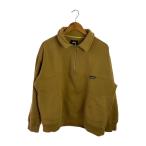 STUSSY◆BACK PANELS HALF ZIP/スウェット/L/コットン/YLW/袖付近シミ有