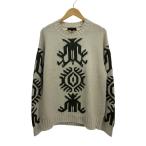 ショッピングカウチン BANANA REPUBLIC◆90s/カウチンニット・セーター/M/コットン/クリーム/総柄/多少の汚れ有